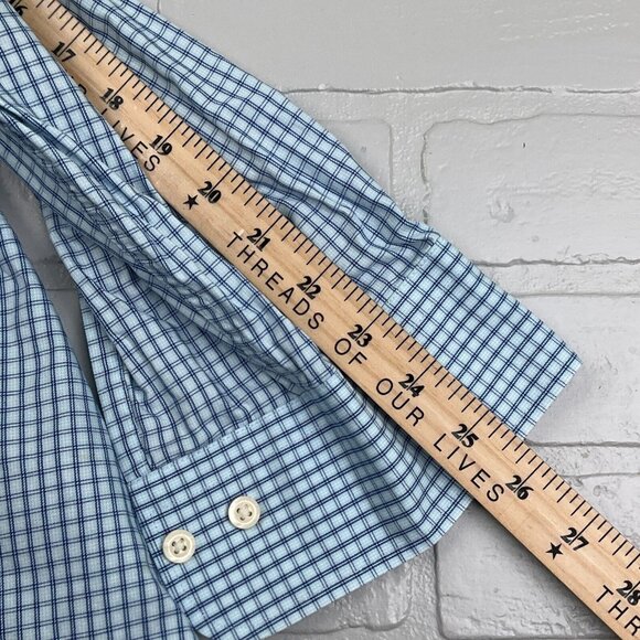 Peter Millar Shirt Mens 2XLarge Blue White Check Cotton Dress Classic Career - Picture 8 of 11